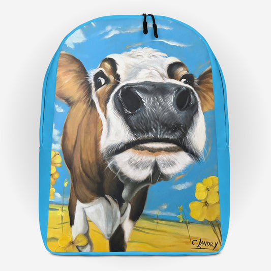 Minimalist Backpack with, 'Donna's Cow', by Artist Carol Landry