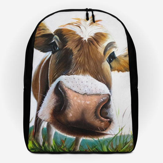 Minimalist Backpack with, 'Bessie's Selfi', by Artist Carol Landry