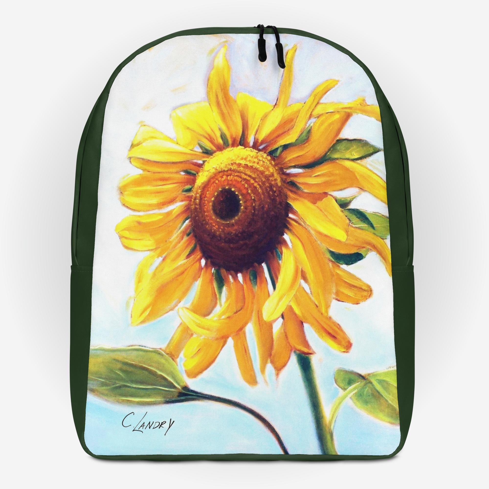 Minimalist Backpack with, 'Mammoth Sunflower', by Artist Carol Landry