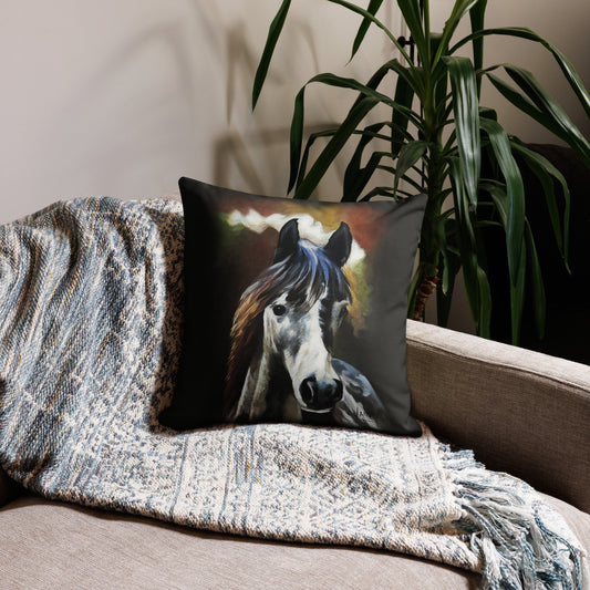 Horse Painting on Premium Pillow Case. Originally Painted on Wood by Artist Carol Landry