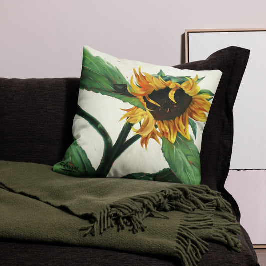 Throw Pillow Case with, 'Sunflower in the Wind' by Artist Carol Landry