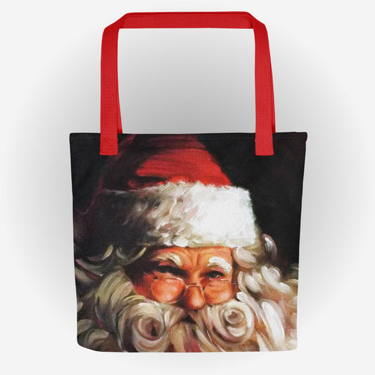 Tote Bag with Santa Art by Artist Carol Landry