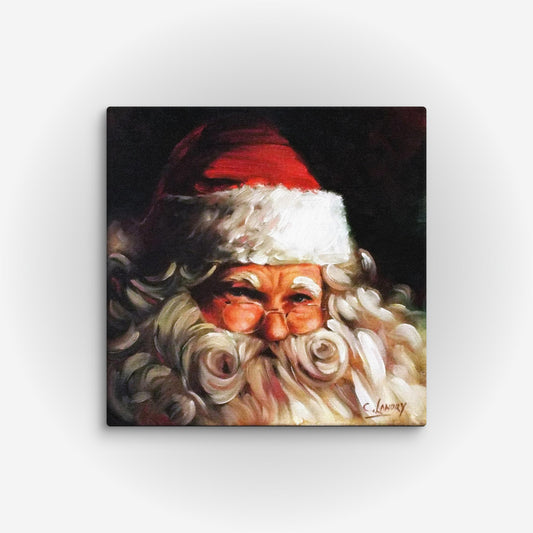 Santa Art by Artist Carol Landry, Reproduction on a Wrapped Canvas