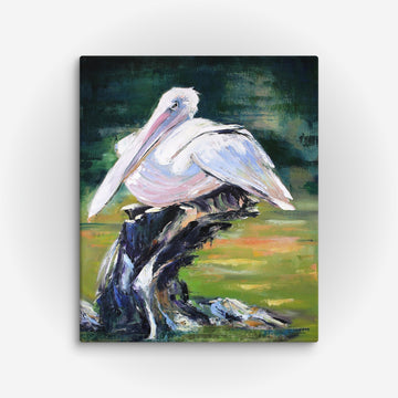 Pelican Canvas Wall Art, Reproduction, 20"x 24" by Artist Carol Landry