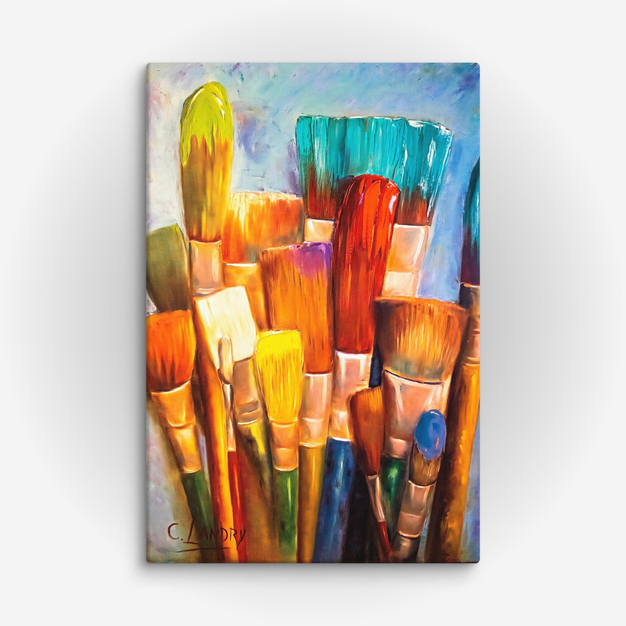 Artist Paint Brushes #2, Reproduction on Canvas,by Artist Carol Landry, Wall Decor