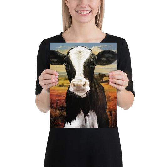 Poster with Cow Art, 'Bella Cow on Farm', by Artist Carol Landry, Farmhouse Poster Art