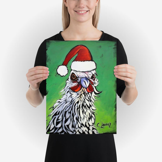 Poster with Grouchy Christmas Rooster by Artist Carol Landry