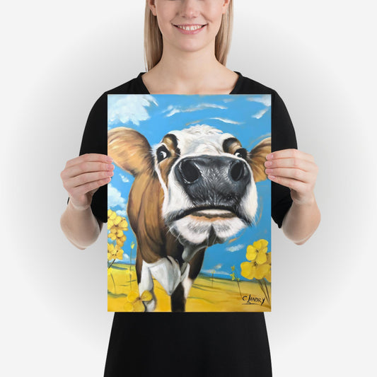 Poster with, 'Donna's Cow', by Artist Carol Landry