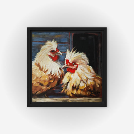 Chickies Framed Canvas Art, by Artist Carol Landry