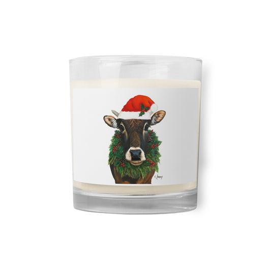 Candle, Christmas Design with 'Tobey Cow' by Artist Carol Landry