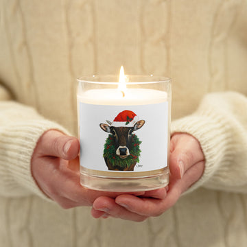 Candle, Christmas Design with 'Tobey Cow' by Artist Carol Landry