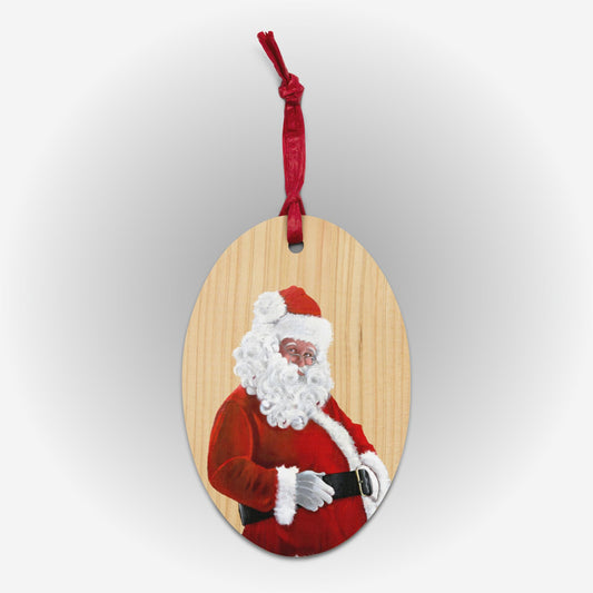 Wooden ornaments with Santa Painting by Artist Carol Landry